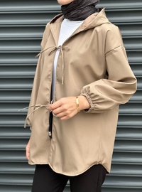 Kapüşonlu Önü Bağlamalı Kimono
