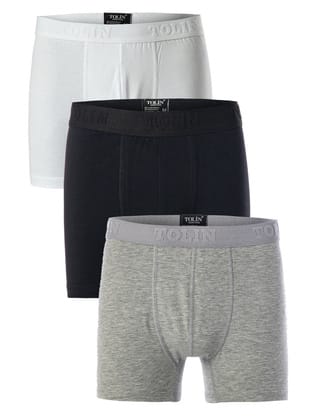 Tolin 3 Lü Pamuklu Likralı Erkek Düz Renkli Boxer Seti 4147001
