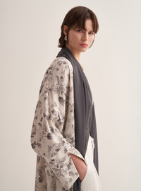 Antrasit Floral Desenli Ferace