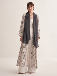 Antrasit Floral Desenli Ferace