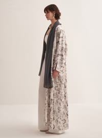 Antrasit Floral Desenli Ferace