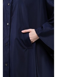 Oversize Kapüşonlu Panço Lacivert
