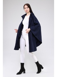 Oversize Kapüşonlu Panço Lacivert
