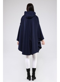 Oversize Kapüşonlu Panço Lacivert