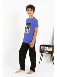 Çocuk Penye Pijama Takımı Saks Mavi