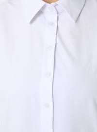 Pamuklu Büyük Beden Poplin Tunik Beyaz