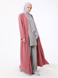 Garni Detaylı Abaya Gül Rengi