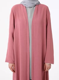 Garni Detaylı Abaya Gül Rengi