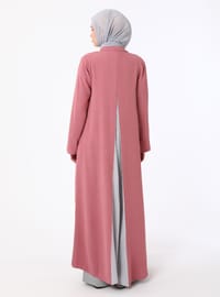 Garni Detaylı Abaya Gül Rengi