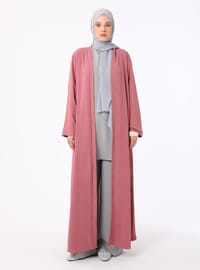 Garni Detaylı Abaya Gül Rengi