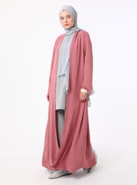 Garni Detaylı Abaya Gül Rengi