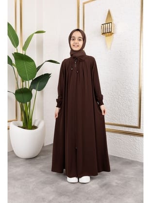 BAĞCIKLI PİLELİ ÇOCUK FERACE & Kahverengi