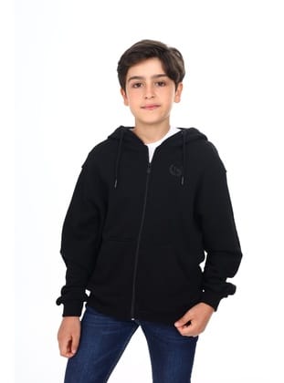 Toontoy Erkek Çocuk Baskılı Hırka Siyah