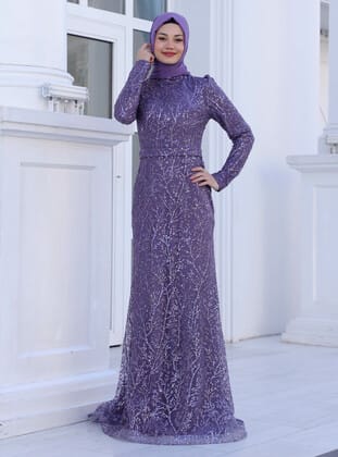 Tuana Tesettür Abiye Elbise - Lavanta - Azra Design