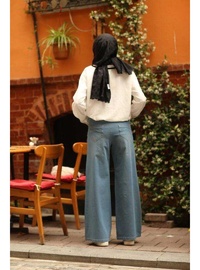 Bol Paça Denim Pantolon Mavi