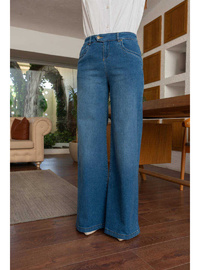 Bol Paça Denim Pantolon Mavi