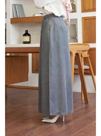 Denim Tensel Pantolon Etek Gri