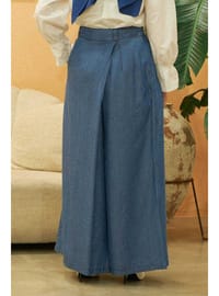 Denim Tensel Pantolon Etek Koyu Mavi