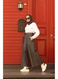 Denim Lastikli Pantolon Etek Koyu Gri