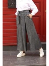 Denim Lastikli Pantolon Etek Koyu Gri
