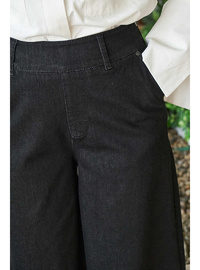 Denim Püsküllü Pantolon Etek Siyah