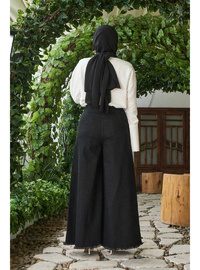 Denim Püsküllü Pantolon Etek Siyah