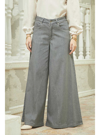 Denim Pantolon Etek Geniş Paça Gri