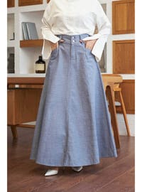 Mevlana Denim Etek Koyu Mavi
