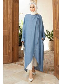 Denim Tensel Salaş Tunik Mavi
