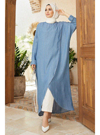 Denim Tensel Salaş Tunik Mavi