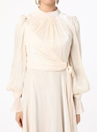 Yoryo İpek Tesettür Nikah Abiye Ekru Refka Abiye