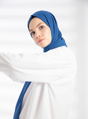 Krep Şal - İndigo - Pure Scarfs