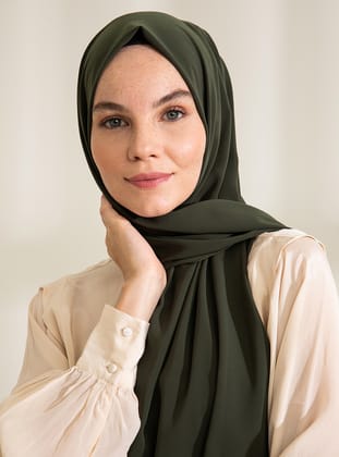 Medine İpeği Şal - Koyu Haki - Pure Scarfs