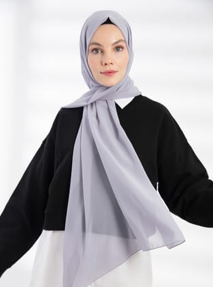 Şifon Şal - Gri - Pure Scarfs