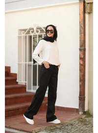 Bol Paça Denim Pantolon - 1056 Siyah