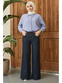 Bol Paça Denim Pantolon Füme