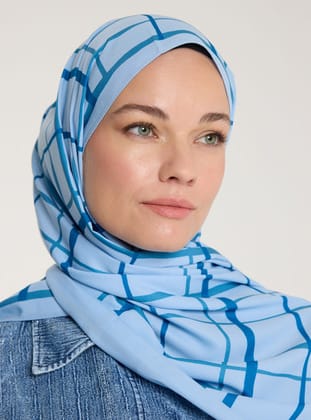 Pure Tone Şal - Kare Desen-Bebe Mavisi - Mavi- Pure Scarfs