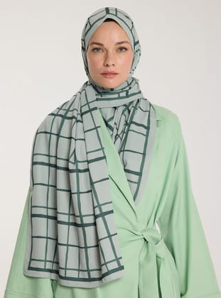 Pure Tone Şal - Kare Desen-Çağla - Koyu Çağla - Pure Scarfs
