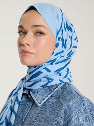 Pure Tone Şal - V Desen-Bebe Mavisi - Mavi- Pure Scarfs