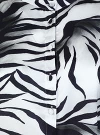 Büyük Beden Zebra Desenli Saten Tunik - Siyah
