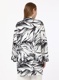Büyük Beden Zebra Desenli Saten Tunik - Siyah