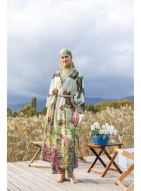 Flora Desenli Burkini Yeşil