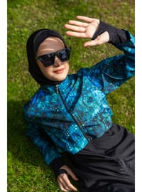Parmak Geçirmeli Crop Tesettür Mayo Siyah