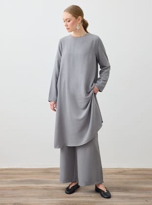 Aerobin Basic Tunik&Pantolon Takım - Gri - Refka