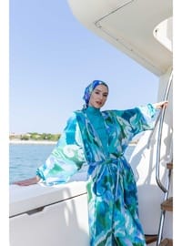 Deniz Mavisi Tesettür Mayo Takım