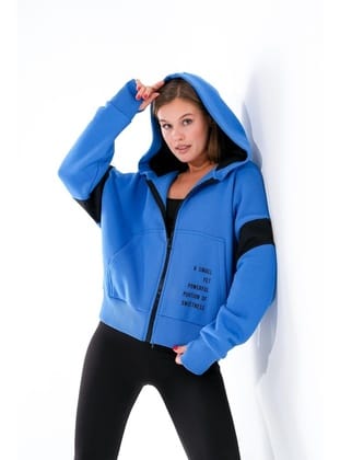 Kadın Fermuarlı Kapüşonlu Oversize Sweatshirt