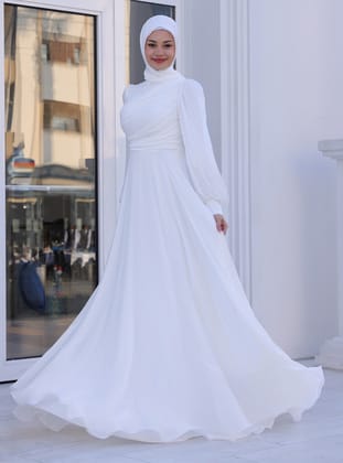 Bahar Yoryo İpekNikah Abiye Elbise - Ekru - Azra Design