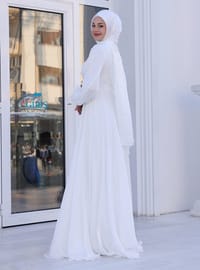 İpek Nikah Abiye Elbise Ekru