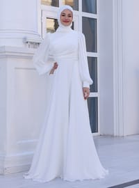 İpek Nikah Abiye Elbise Ekru