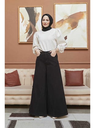 1162-Gabardin Pantolon Etek Siyah